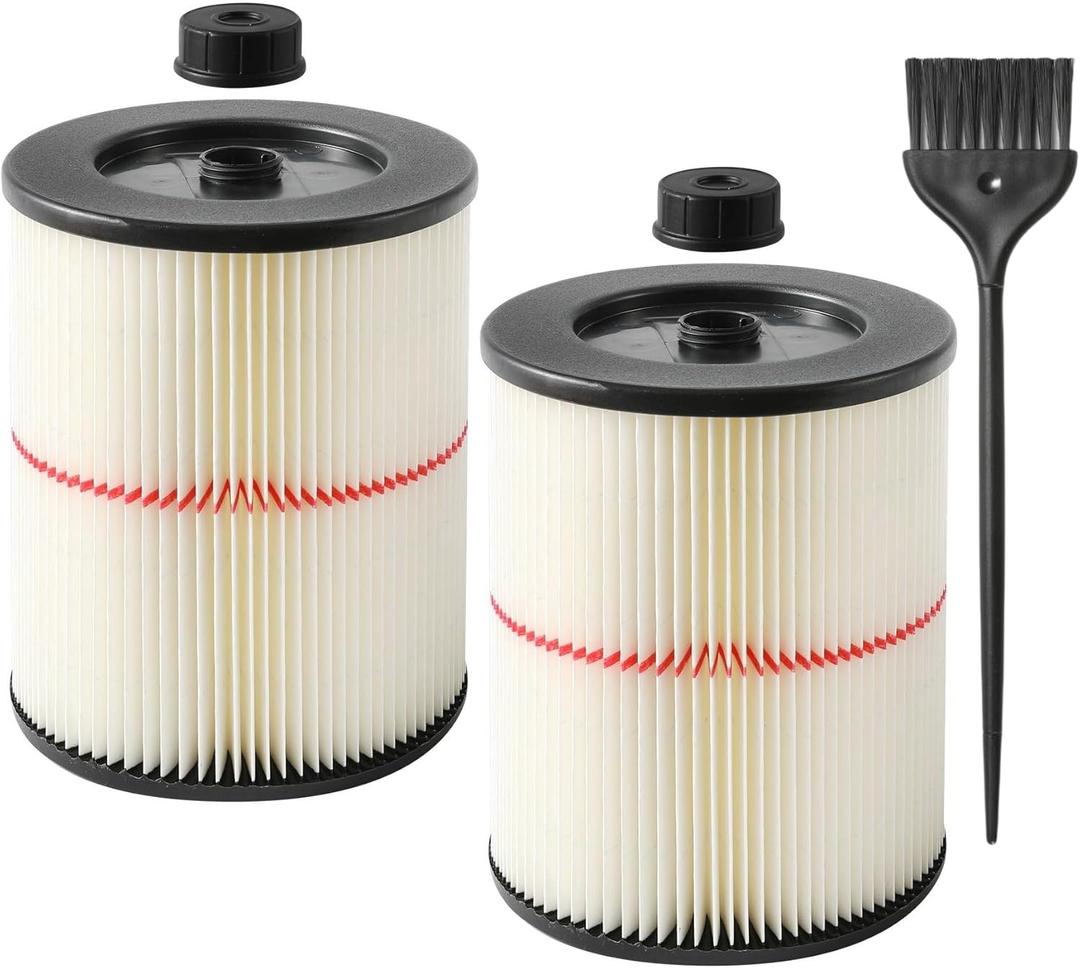 2 Pack Red Stripe Cartridge Filter Compatible with Craftsman 17816 9-17816 Wet Dry Vac fit 5 Gallon and Larger Vacuum Cleaner