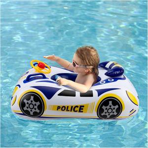 Baby Pool Float with 3D Car Design, PVC Baby Swim Float, Toddler Pool Float, Swimming Floats Seat Boat Pool Toys with Steering Wheel for 12-18, 12-24 Months, Age 2-3, 3+ Years Girl Boy Blue White