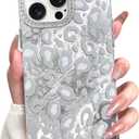 KANGHAR Case for iPhone 13 Pro Max Leopard Printed Pattern Cute Cheetah Phone Case Clear Bumper Hard Back Shockproof Protective Diamond Glittter Camera Lens Cover for iPhone 13 Pro Max White