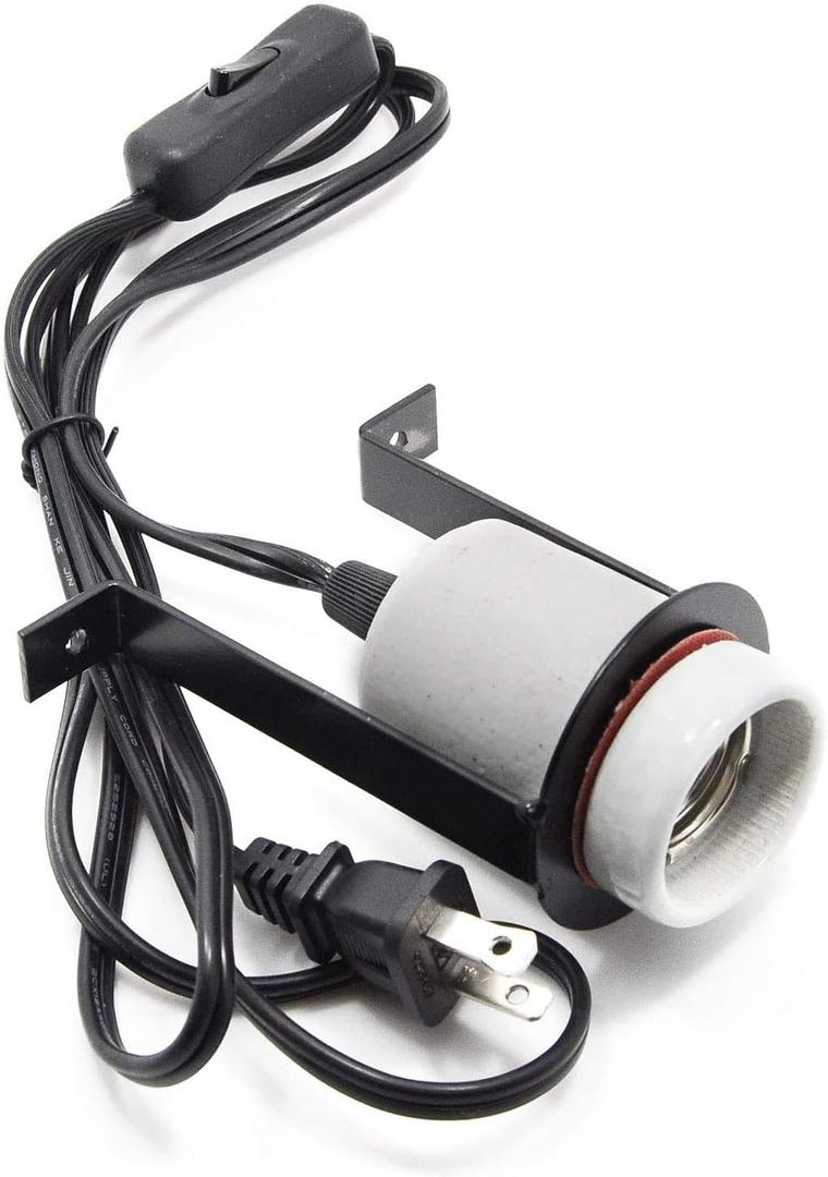 Reptile Ceramic Heat Lamp Holder Pet Heater Bracket for Heat Lamp Bulb 300W(Bulb Not Included) (1 Count (Pack of 1))