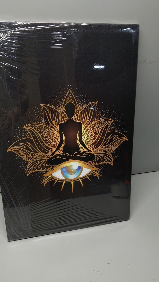 Framed Yoga Meditation Canvas Wall Art Spiritual Lotus Flower Print Picture with Eye Zen Mindfulness Painting spiritual Energy Poster for Living Room Bedroom Office Décor 16x24 Inches