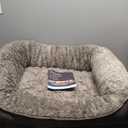 Washable Dog Bed Medium Size Dog - Rectangle Fluffy Plush Big Pet Bed, Corduroy Fleece and Nonskid Bottom,Brown
