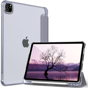 Kenke New iPad Pro 11 Inch Case 4th/3rd/2nd/1st Generation 2022/2021/2020/2018 Support 2nd Pencil Charge with Built-in Left Side Pencil Holder, Hard Frosted Back Cover & Colored Edge (Purple)