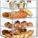 Pastry Display Case,Bread Box for Kitchen Countertop,4 Layers Adjustable Clear Bread Storage with Magnetic Door Bakery Pastry Display15.5x11.4x9.8inch1 Pack