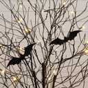 Nearly Natural 5ft Pre-Lit Black Twig Halloween Tree with Bat Decorations