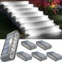 XILLUMI CORE Solar Step Lights for Outside, 6-Pack Stair Light Outdoor Waterproof IP67, 14 LED Cool White Light Solar Powered Lighting for Steps, Stairs, Deck, Patio, Walkway, Front Porch Decor