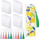 50 Pieces Bookmark Sleeves with 50 Pieces Bookmarks Tassels 7.22.3 Inches Plastic Bookmark Sleeves for Bookmarks Photos Markers