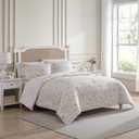 Laura Ashley - Queen Comforter Set, Soft Cotton Bedding, Medium Weight for Year Round Comfort, 3 Piece Bed Set with Matching Pillowcases (Morning Gloria Pink)