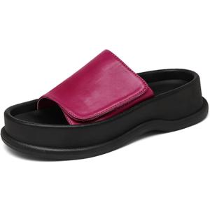 Putu Women's Platform Slide Sandals Open Toe Sandals Comfort Slides Slip On Hot Pink Size 8