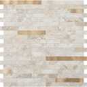 10 Sheets Peel and Stick Backsplash PVC Wall Tile,for Kitchen Backsplash (Dark Beige With Copper)