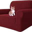 MAXIJIN Stretch Chair Cover Chair Slipcovers with Arms, 1-Piece Couch Sofa Chair Covers for Living Room, Non Slip Armchair Cover (31"-46") Furniture Protector Dogs Pet Friendly (Chair, Wine Red)