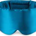 Zenssia 100% Mulberry Silk Sleep Mask Eye Mask for Man and Woman with Adjustable Headband, Full Size Large Sleep Mask & Blindfold for Total Blackout for All Night Sleep, Travel & Nap- Peacock Blue