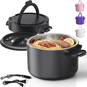 33oz Electric Lunch Box, 100W Portable Food Warmer Heater, 12V/24V/110V 3-in-1 Lunch Warmer Portable for Work/Office/Car/Travel, Warming Soup & Meal, Spill-Free, Men & Women's Gifts (Black)