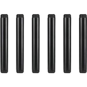 GeilSpace 6 Pack 1/2"  6" Pre-Cut Black Metal Pipe, Industrial Steel Fits Standard Half Inch Black Threaded Pipes and Fittings - Vintage DIY Industrial Shelving (1/2"  6")