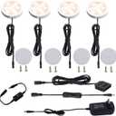 AIBOO Under Cabinet LED Puck Lights Kit with Touch Dimming Switch for Ambiance Atmosphere Night Lighting (4 Lights,Warm White)