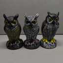 3 Pack Owl Decoy to Scare Birds Away, Fake Owl Scarecrows, Pigeon Deterrent, Plastic Owl Statue for Outdoor Garden Yard