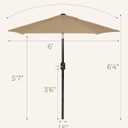 6 Ft Outdoor Patio Umbrella, Easy Open/Close Crank and Push Button Tilt Adjustment, 6 Foot, Small Patio Sand Market Umbrellas for Outdoor