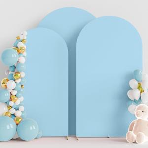 Wokceer Wedding Arch Cover (7.2FT, 6.6FT, 6FT) Set of 3 Spandex Fitted Wedding Arch Stand Covers for Round Top Chiara Arch Backdrop Stands Cover for Birthday Party Ceremony Banquet Decor Dusty Blue