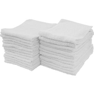 S&T INC. Multipurpose Cotton Terry Cleaning Towels for Home, Car, Automotive, and Garage Cleaning Supplies, 14 Inch x 17 Inch, White, 24 Pack