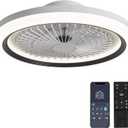 20'' Ceiling Fans with Lights and Remote, Low Profile Ceiling Fan with Light, 6 Wind Speeds Dimmable Light White Flush Mount Ceiling Fan, Smart Modern Ceiling Fan for home (black)