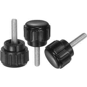 uxcell 20pcs M3 x 12mm Male Thread Knurled Knobs, Thumb Screws Clamping Knobs Grip 14mm Plastic Round Head Hand Knobs Thumbscrews, Black