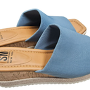 SM New York NIB Blue Wedge Mule Sandals Cork Platform Textile Upper US 8