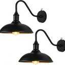 Outdoor Barn Light Fixtures - Dusk to Dawn Exterior Farmhouse Lighting for House with Anti-ponding Bottom, Barn Lights Outdoor Gooseneck Lighting (12.5" Diameter, 2 Pack)