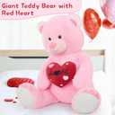 MaoGoLan 51inch Big Pink Teddy Bear Valentines Gifts for Girls Women - Pink Stuffed Bear Cute Plush Toy with Red Heart, Soft Cuddly Stuffed Animal for Girlfriend Wife Daughter, 50 Inch