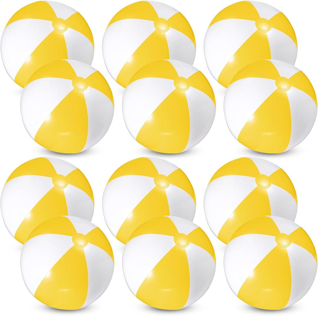 12 Pcs 16'' Beach Ball PVC Inflatable Ball Bulk Blow up Pool Balls for Swimming Pool Summer Hawaiian Tropical Theme Party Favors Decorations Favors Supplies