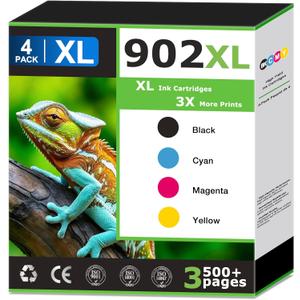 902XL Ink Cartridges Compatible For HP 902 XL Ink Cartridges Combo Pack Ink 902 xl Work with HP OfficeJet Pro 6978 6968 6963 6964 6962 6950 6954 6951 6960 6975 6956 6961 Printer black C/M/Y(4 Pack)