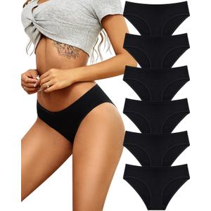 ALL OF SHE Womens Underwear Cotton Hipster Panties Breathable Sexy Cheeky Stretch Soft Ladies Bikini Underwear 6 Pack (Large)