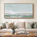 Large Framed Wall Art for Living Room, Horizontal Sage Green Abstract Landscape Pictures Canvas Prints Paintings Artwork for Walls, Modern Minimalist Wall Decor for Bedroom Dining Room Office 30x60 In