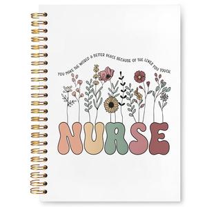 VIIJJUE Nurse Notebook, Nursing Notebook, Nurse Appreciation Gifts, Gift for Nurses, Nurse Supplies, Nurse Gifts for Women, Floral Nurse Hardcover Spiral Journal Notebook 5.5x8.3 Inch