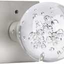 Glass Door Knobs Interior with Lock, Crystal Door Knobs Round Privacy Clear Bubble for Bed Bath Brushed Nickel
