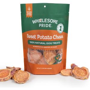Wholesome Pride Sweet Potato Chews 100% All-Natural Single Ingredient Dog Treats, 8 oz (EXP 07/16/26)
