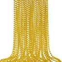 SHAOQINLIN 12 PCS Gold Bead Necklace, Mardi Gras Beads Christmas Necklaces 33" Metallic Beaded Costume Party Necklaces for Parade Throws, Wedding, Birthday, Pirate Party Favors