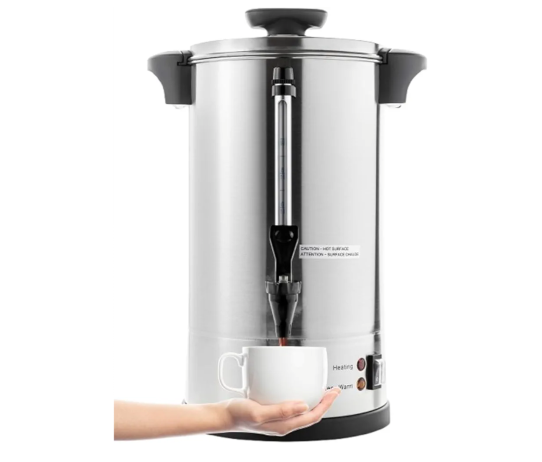 SYBO SR-CP-50B Commercial Grade Stainless Steel Percolate Coffee Maker Hot Water Urn for Catering, 50-Cup 8 L, Metallic