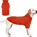 Dog HoodiePet Warm Sweatshirt Pullover Clothes with Pocket Cold Days Outfits Christmas Sweater with Leash Hole Spring Fall Winter Coat for Dogs (Orange, 2XL)