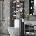 Salakita Over-The-Toilet Storage Rack, 4-Tier Bathroom Organizer Shelf Over Toilet with Adjustable Shelf and Basket, Freestanding Space Saver Bathroom Shelves Above Toilet for Room (Oak Gray)