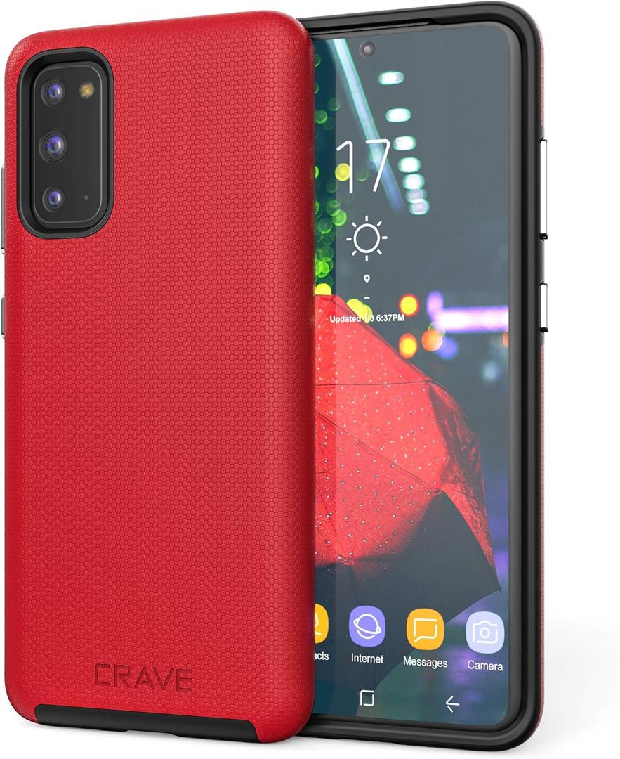 Crave for Samsung Galaxy S20 Case, Shockproof Protection Dual Layer Case for Samsung Galaxy S20 5G (6.2 inch) - Red
