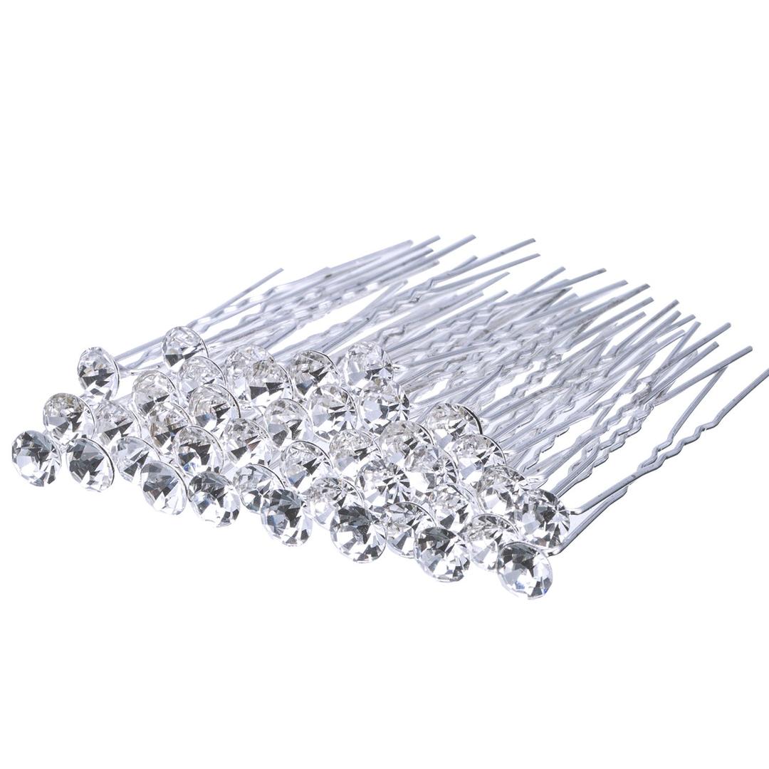 40 Pcs Bridal Wedding Hair Pins, U Shaped Rhinestone Hair Clips, Crystal Silver Wedding Hair Jewellery Hair Styling Accessories, Diamante Hair Clips for Women Girls Bridesmaids Prom()