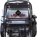 Sisipoet Clear Backpack for School, PVC Clear Bookbag Heavy Duty Transparent Backpack for Stadium Events See Through Bag