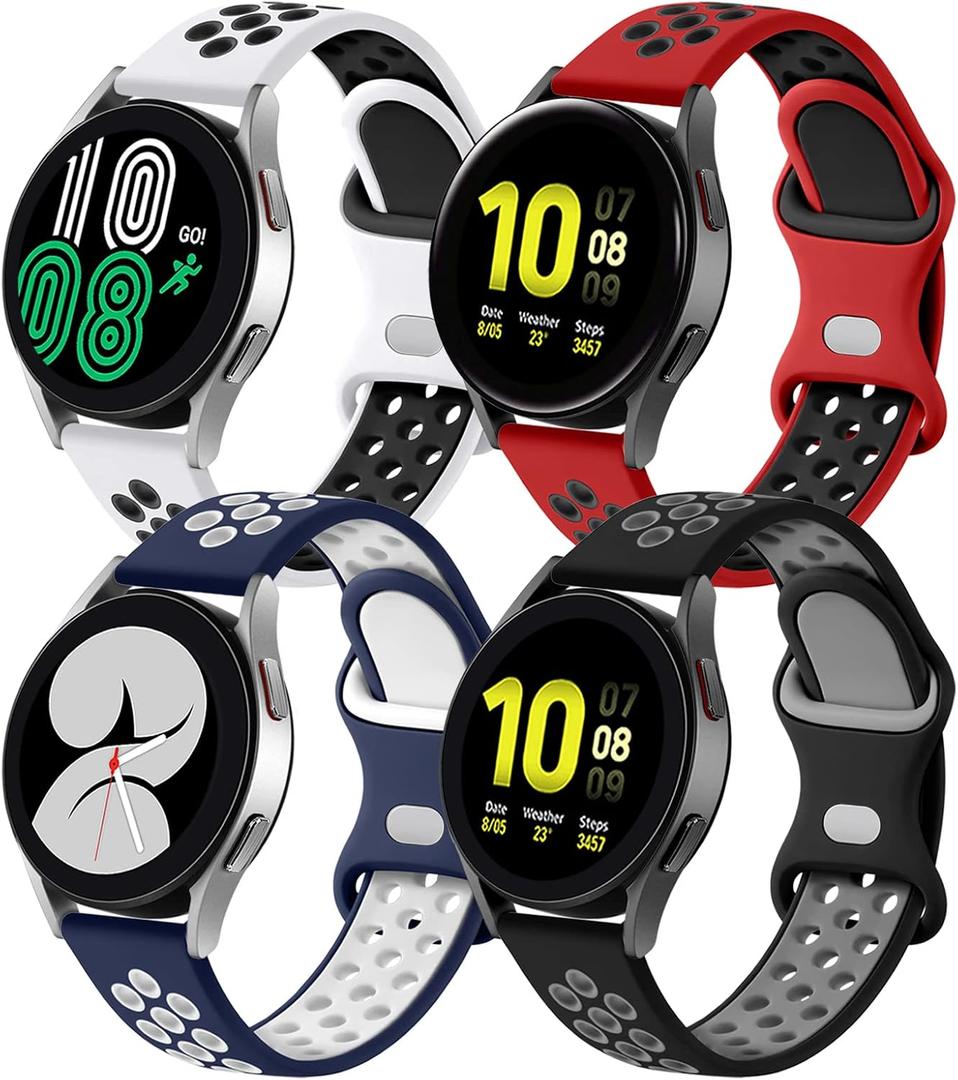Lerobo 4 Pack Bands Compatible with Galaxy Watch 7 6 5 4 Band 40mm 44mm/Galaxy Watch 6 4 Classic 43mm 47mm 46mm 42mm/Watch 5 pro 45mm,Active 2 Band, 20mm Watch Band Soft Silicone Sport Band Women Men