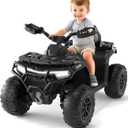 12V Kids Ride On ATV Car w/Parent Remote Control, Spring Suspension, LED Lights, Bluetooth, USB, Music, Early Education, Volume Control, Off-Road 4 Wheeler w/LED Flag for Boys & Girls Ages 3+ (Black)