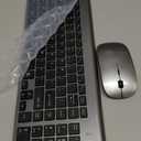 Wireless Keyboard and Mouse Ultra Slim Combo, TopMate 2.4G Silent Compact USB 2400DPI Mouse and Scissor Switch Keyboard Set with Cover, Batteries Included, for PC/Laptop/Windows/Mac - Gray Black