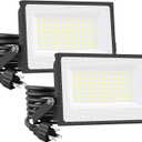 Onforu 60W Flood Lights Outdoor, 8400lm Bright LED Work Light with Plug, 6500K Daylight White LED Flood Lighting, IP66 Waterproof Security Yard Lights for Garage Stadium 2 Pack