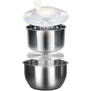 6L-Stainless Steel Salad Rotator, Vegetable Dishwasher,Lettuce Cleaner and Dryer, Kitchen Strainers
