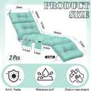Kigley 2 Pcs Outdoor Chaise Lounge Cushions with 3 Side Pocket 74.5 x 22 x 4.7 Inch Patio Chaise Lounge Cushion, Water-Repellent and Fade-Resistant Tufted Summer Replacement (Light Green)