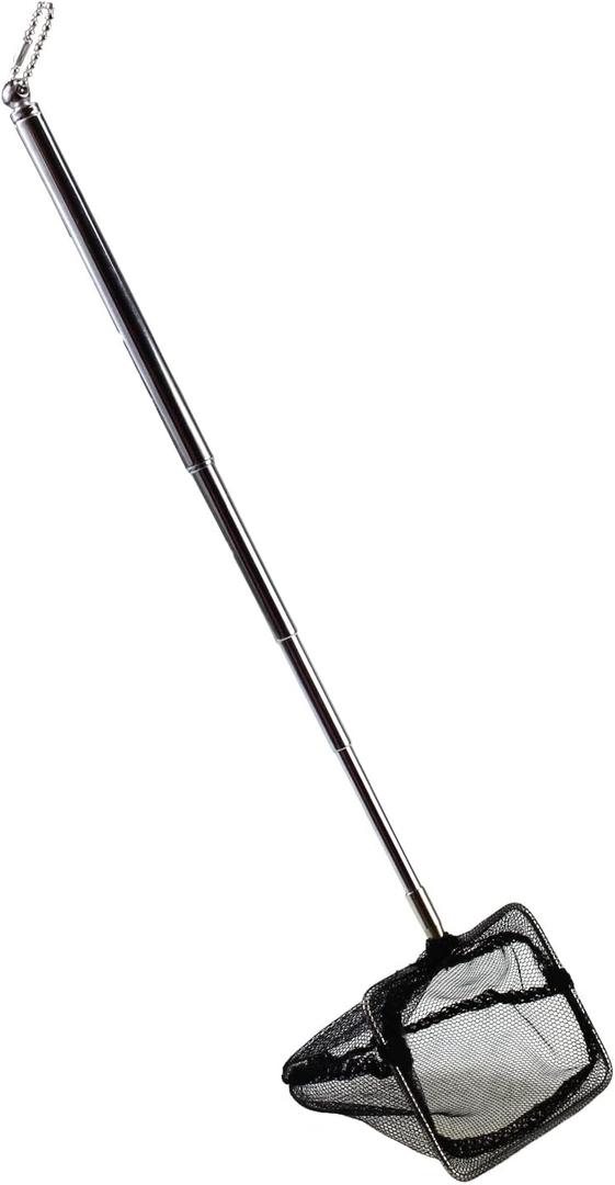 AQUANEAT Aquarium Net with Extendable Long Handle, Adjustable Wastes Skimming Cleaning Tools for Fish Tanks, 3 inch
