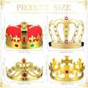 Yingzhao 8 Pcs Royal King Crown for Kid Plastic Queen Prince Princess Crown Jeweled Costume Accessory for Adult Boy Girl (Gold)